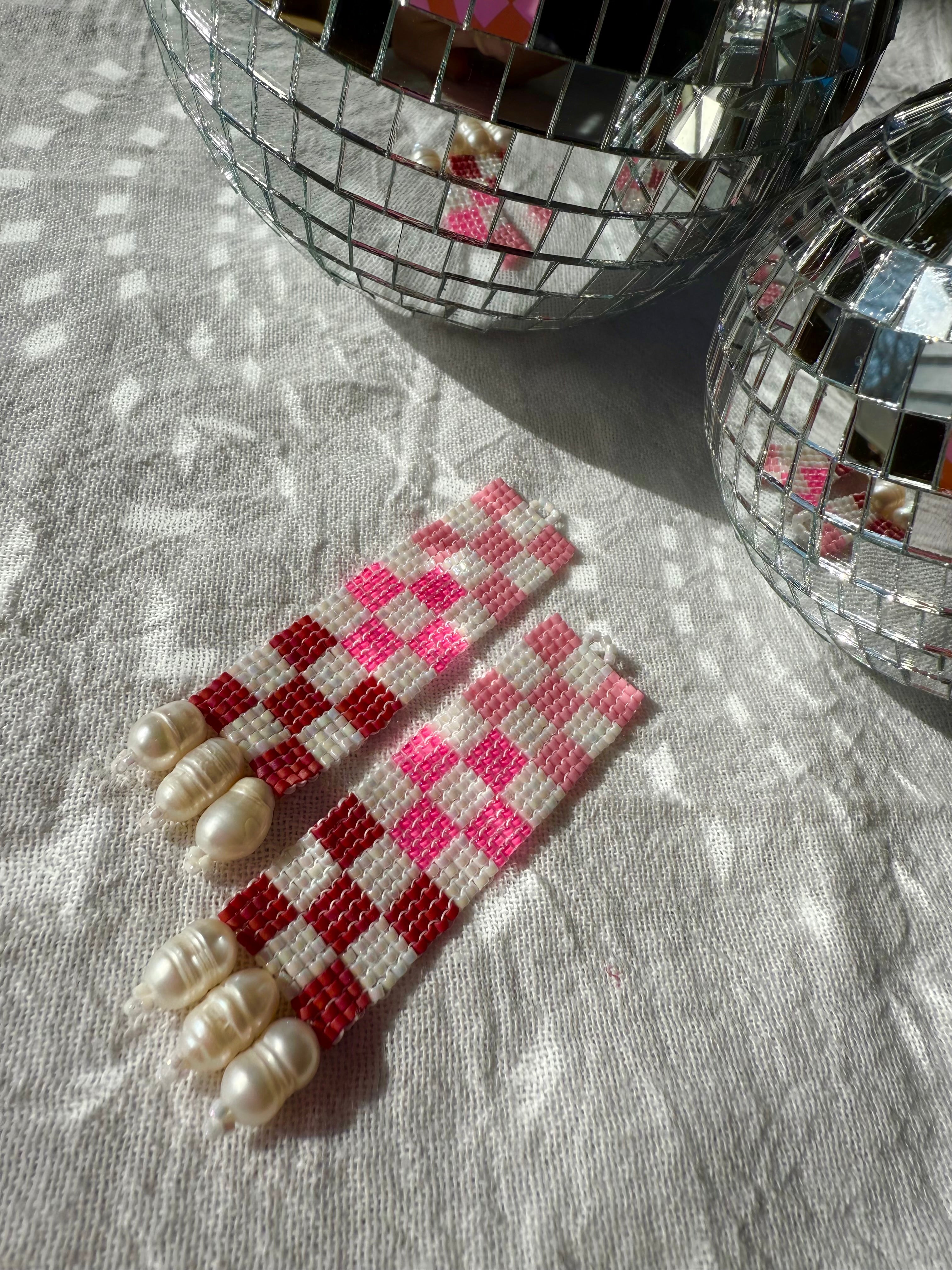 Check Her Pretty In Pink Earrings