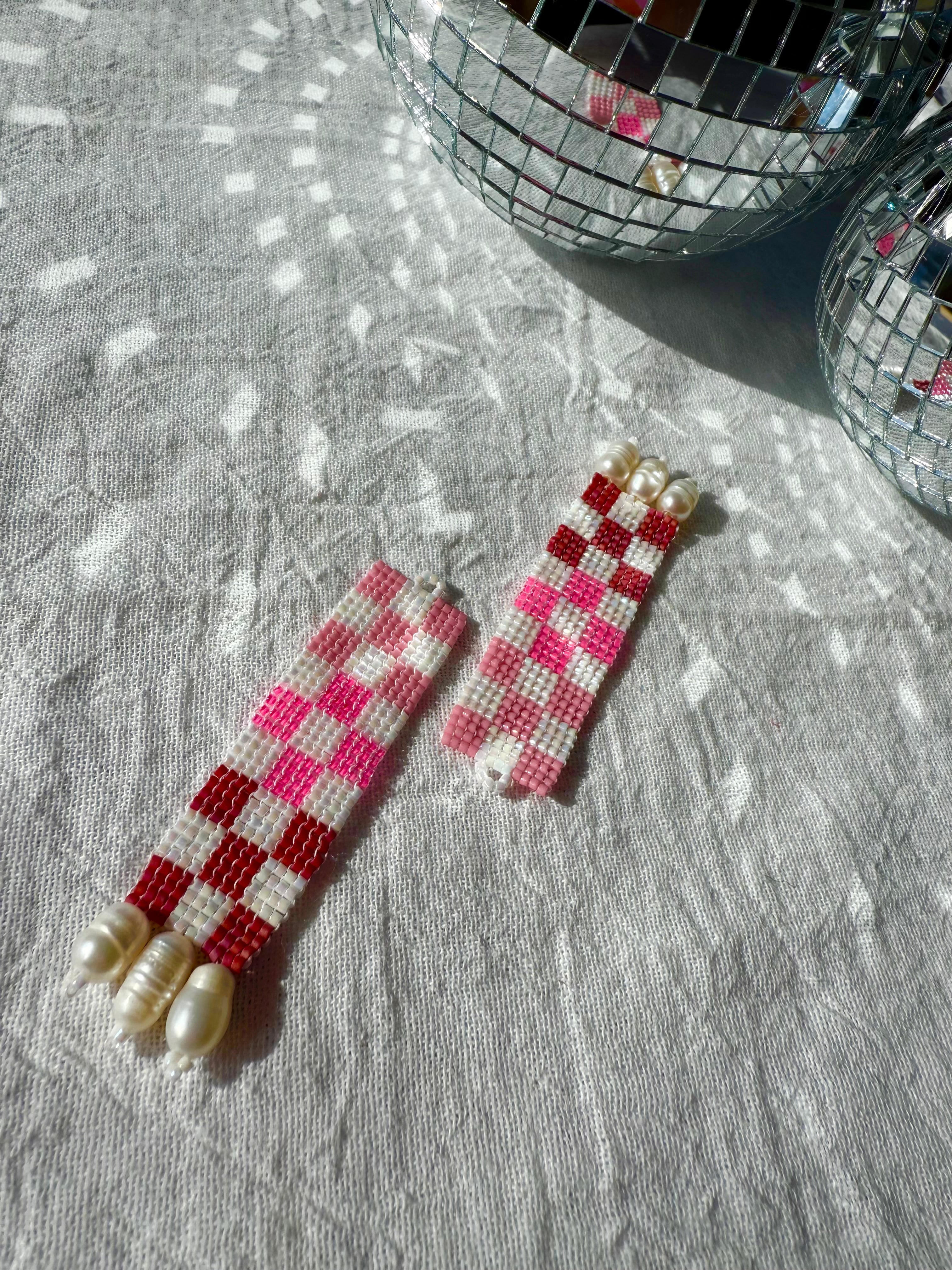 Check Her Pretty In Pink Earrings