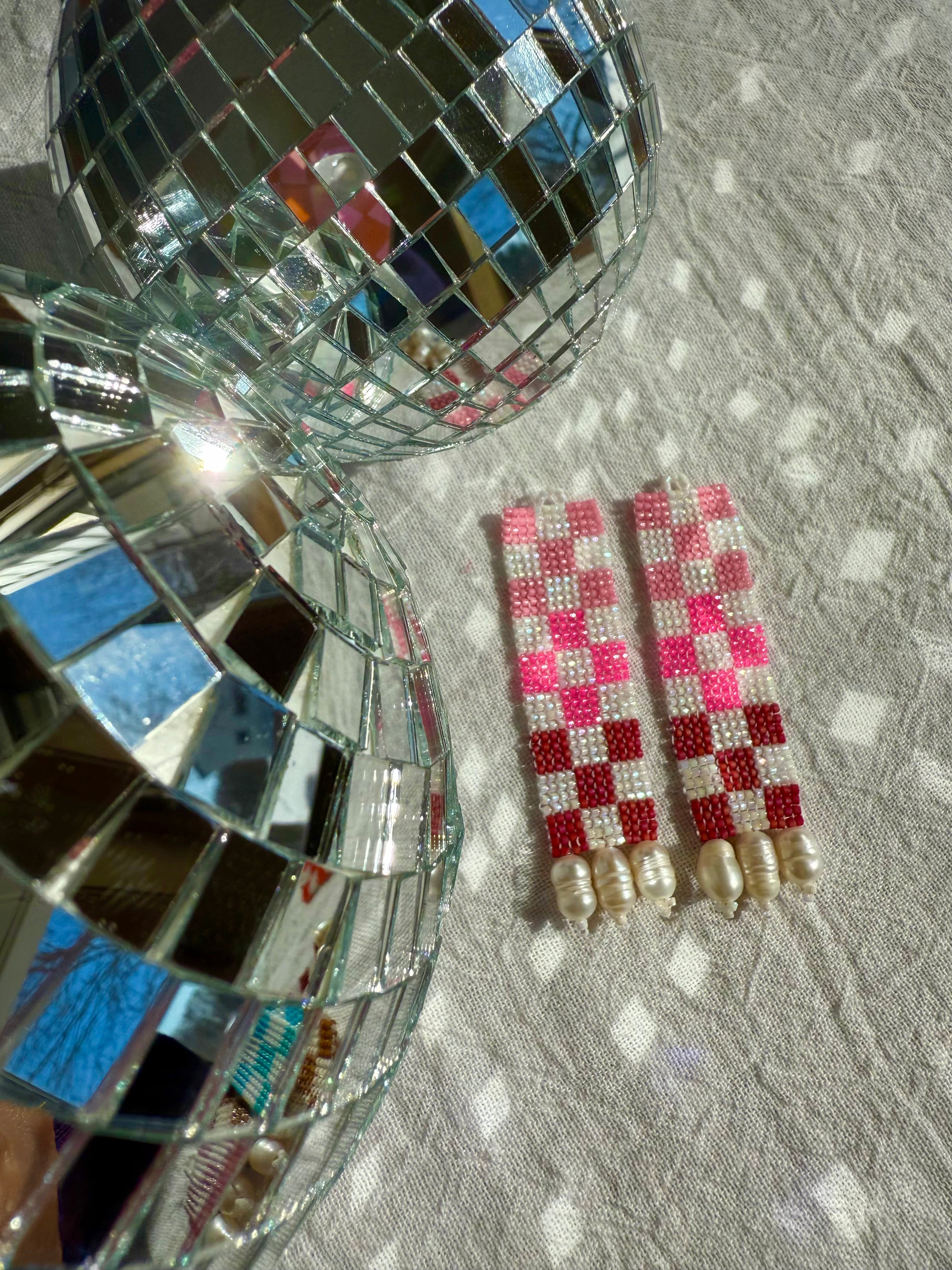 Check Her Pretty In Pink Earrings