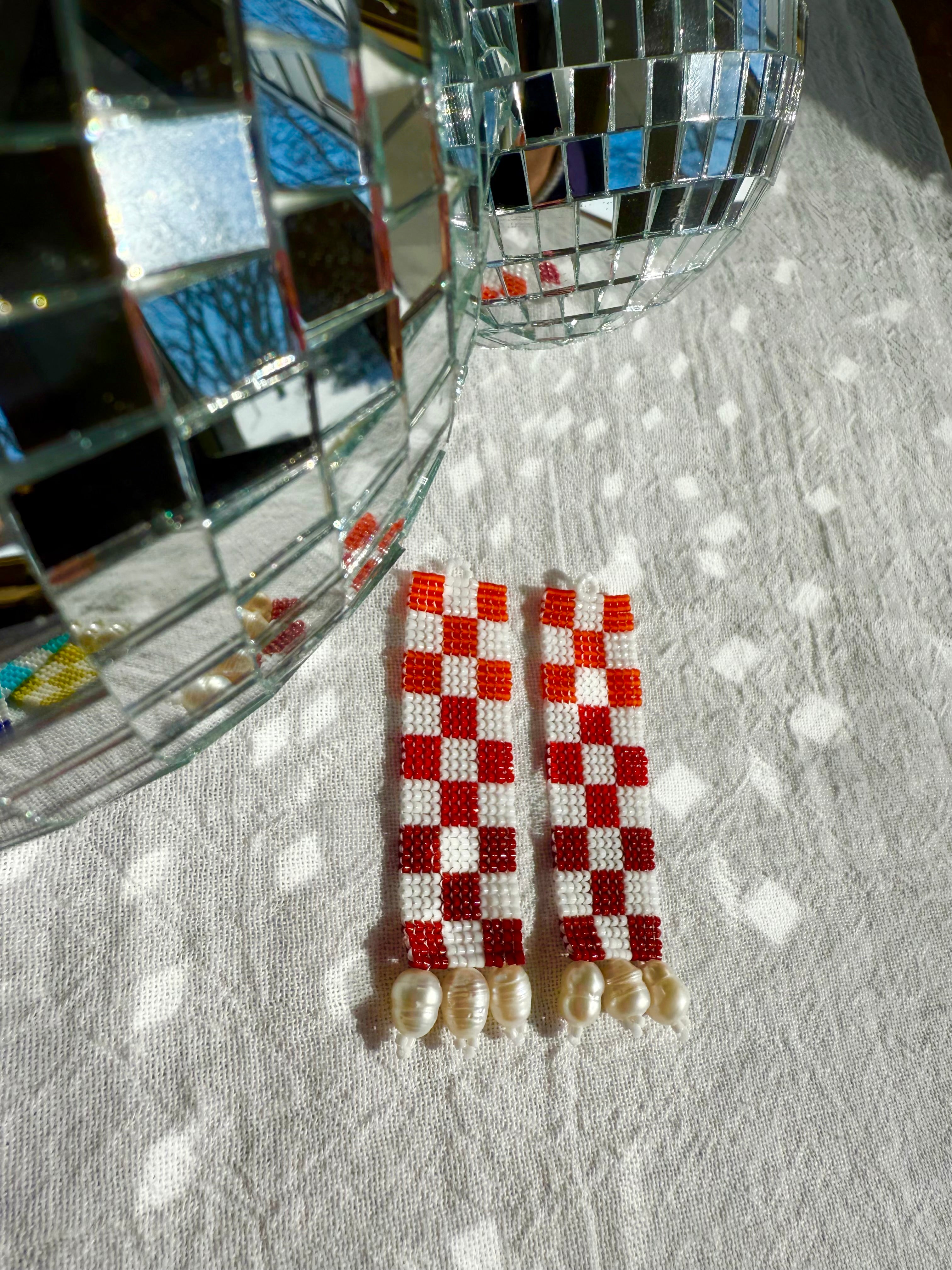 Check Her Red Lipstick Earrrings