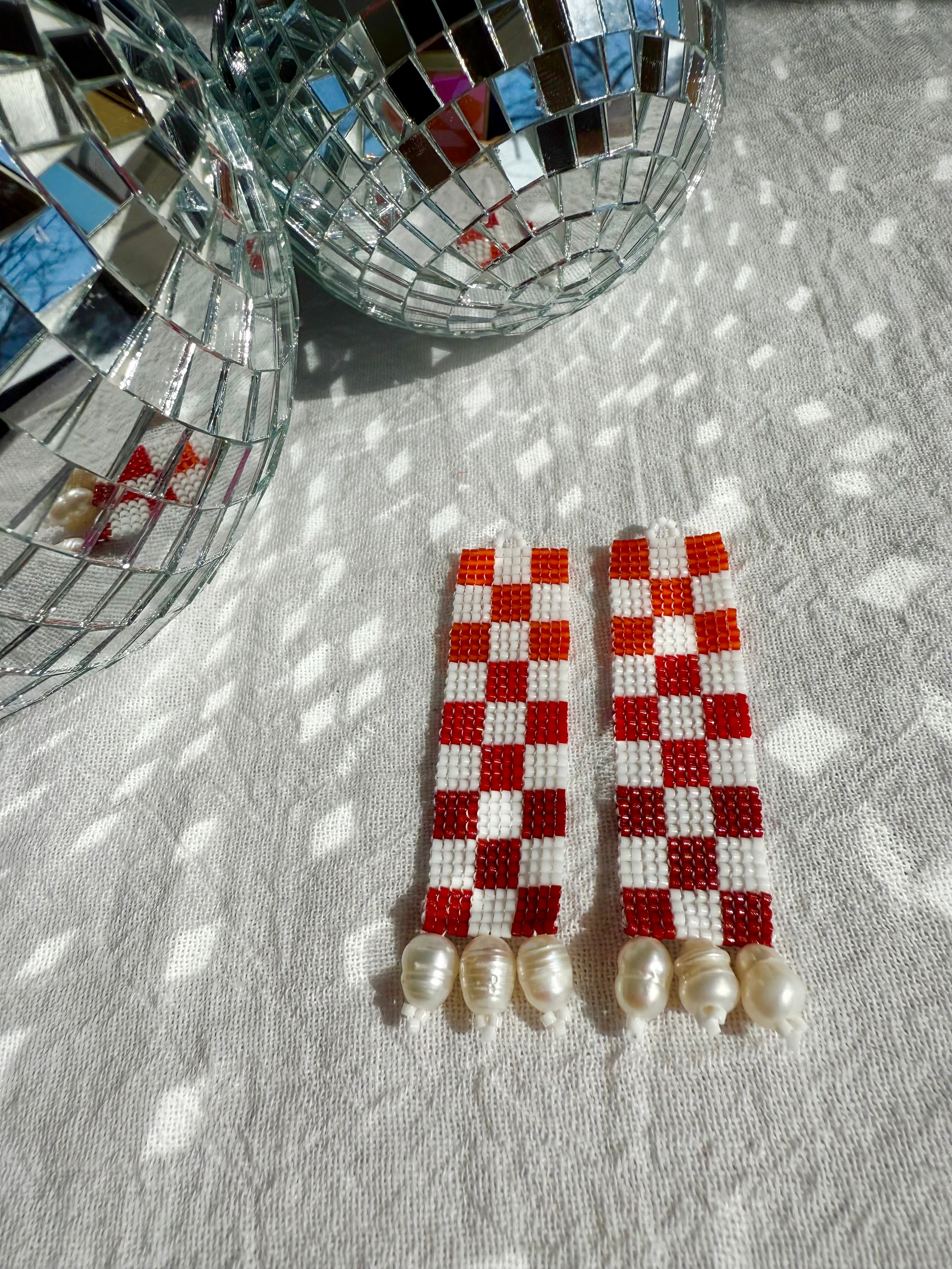 Check Her Red Lipstick Earrrings