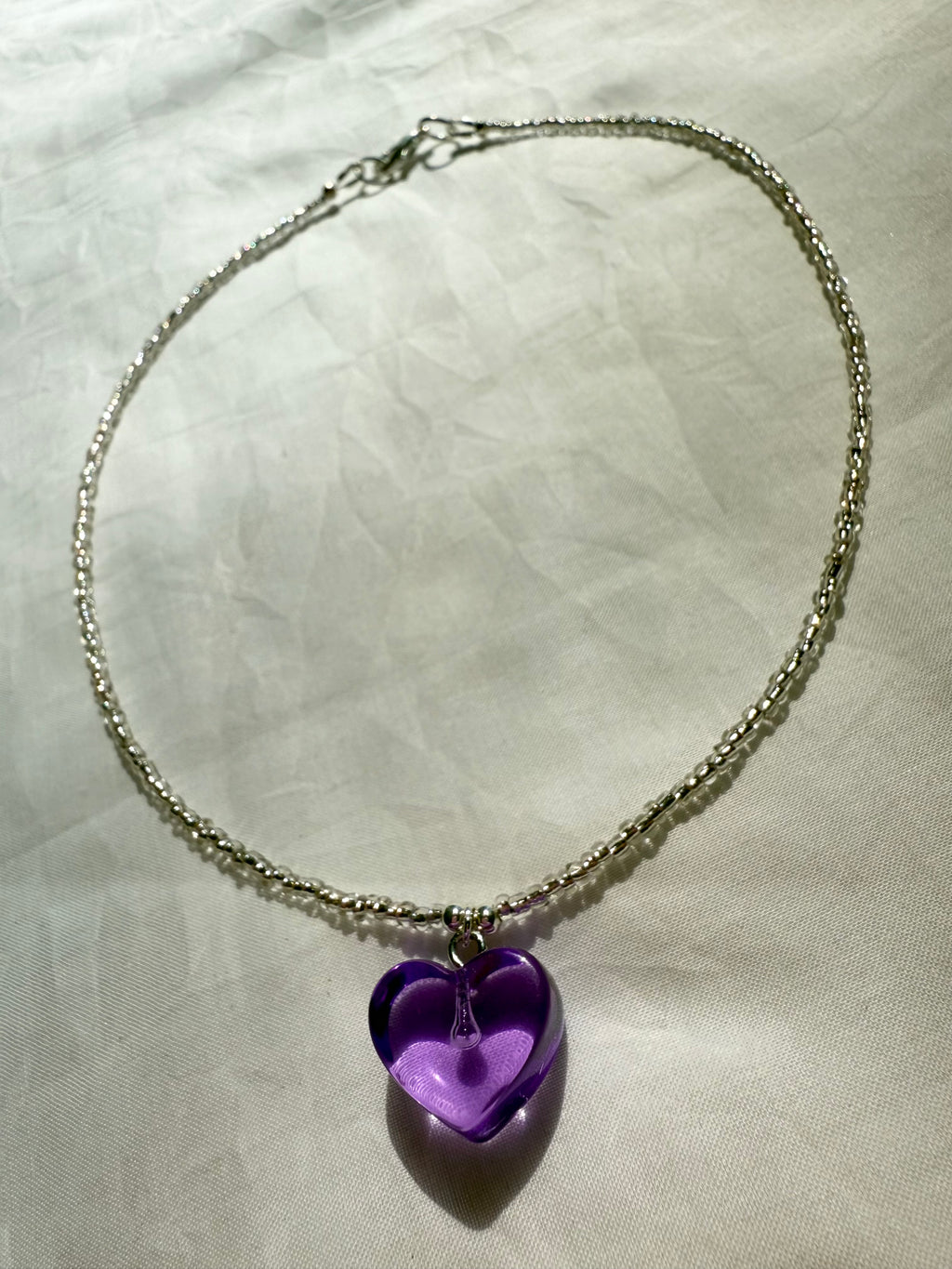 Violet Flowers Bring Girl Power Heart Necklace
