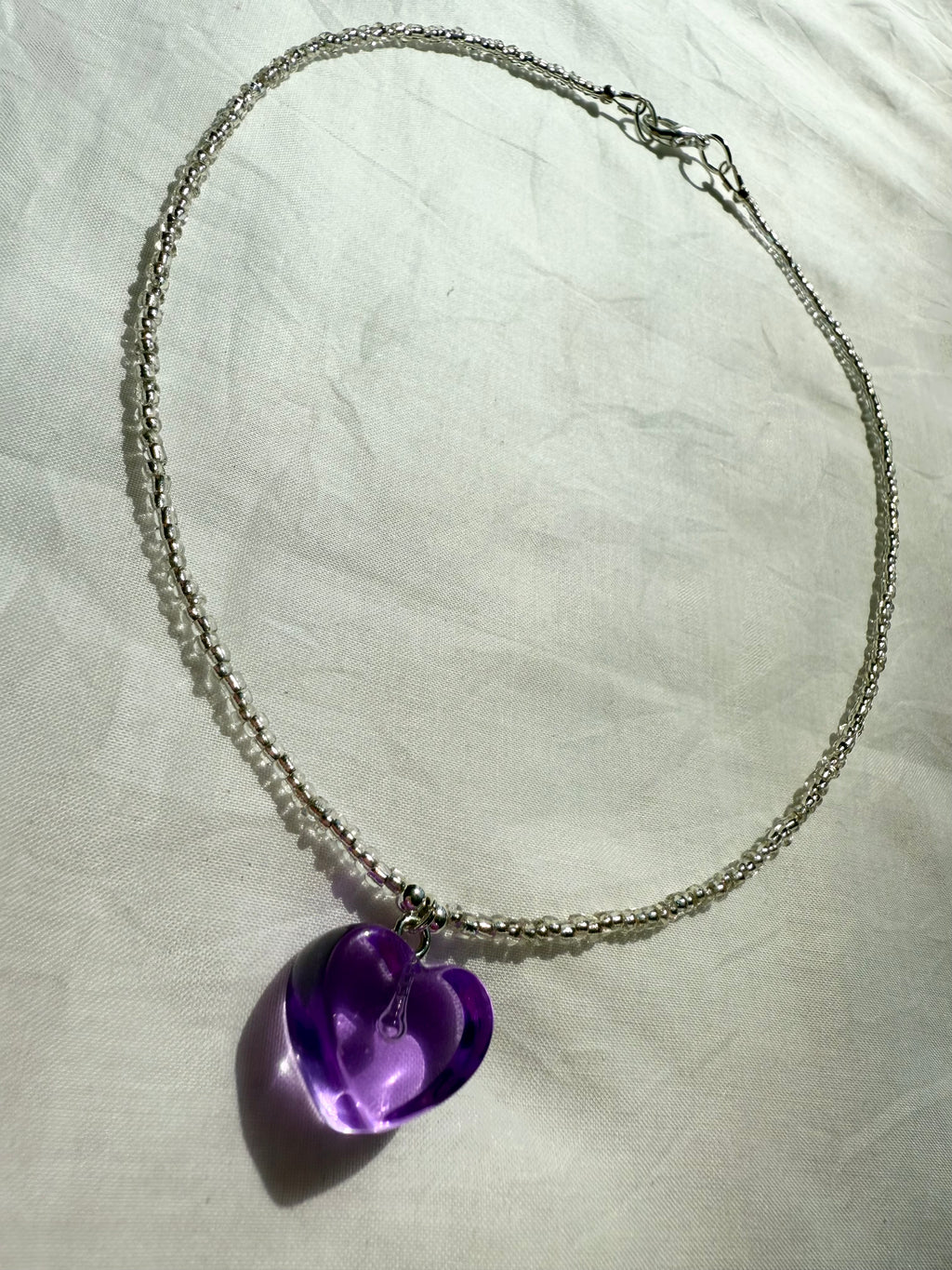 Violet Flowers Bring Girl Power Heart Necklace