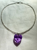 Violet Flowers Bring Girl Power Heart Necklace
