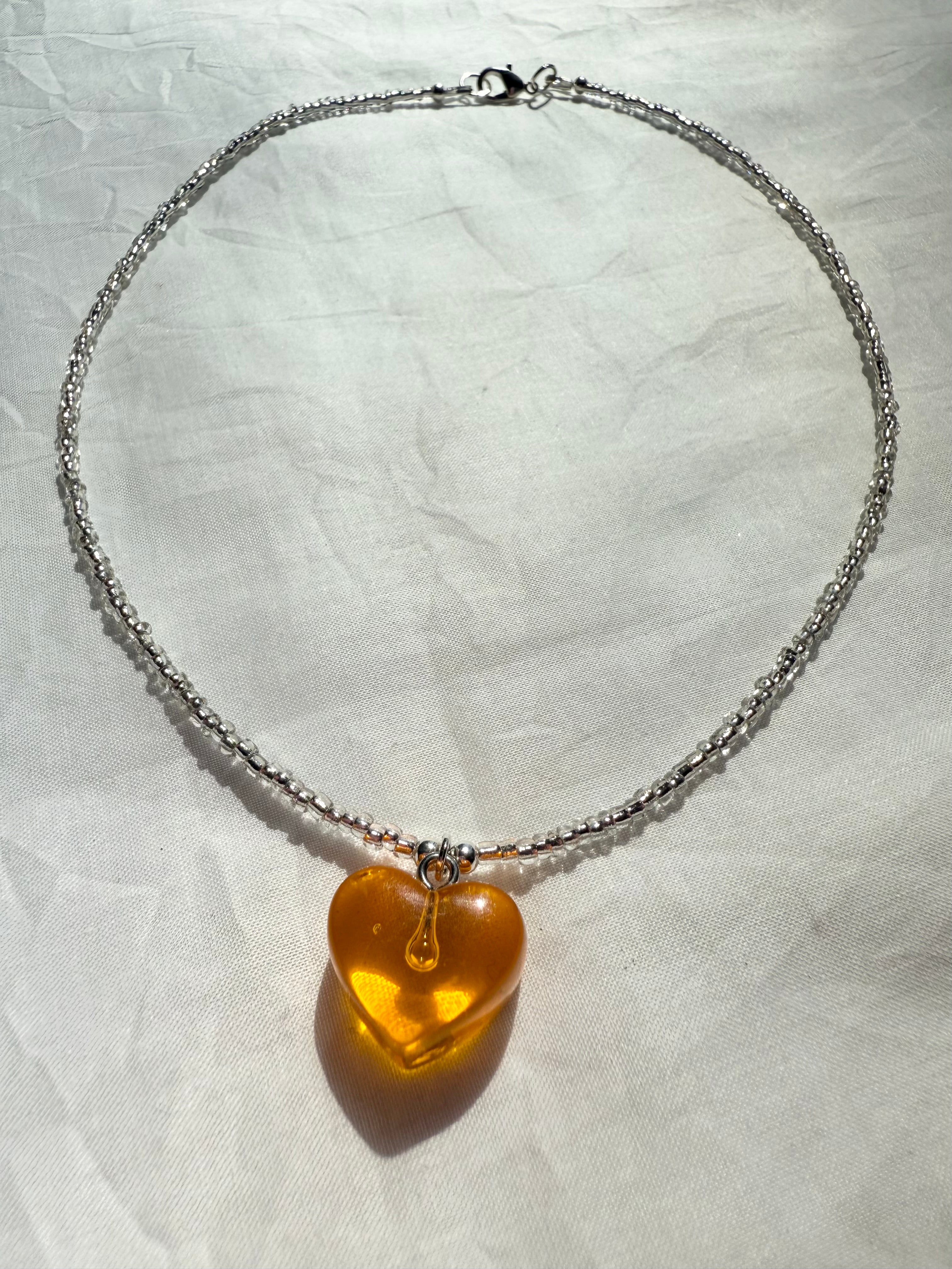 Orange Juice Vitamin C Boost Heart Necklace