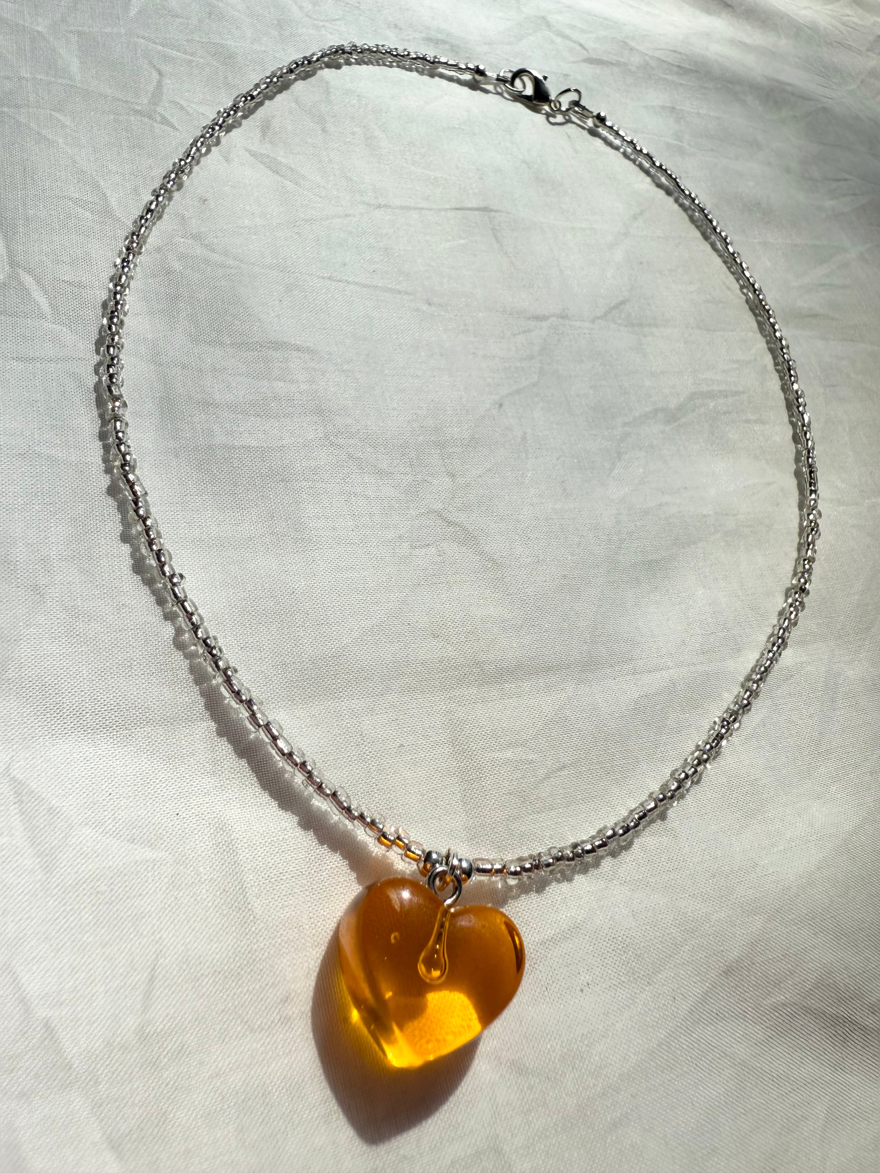 Orange Juice Vitamin C Boost Heart Necklace