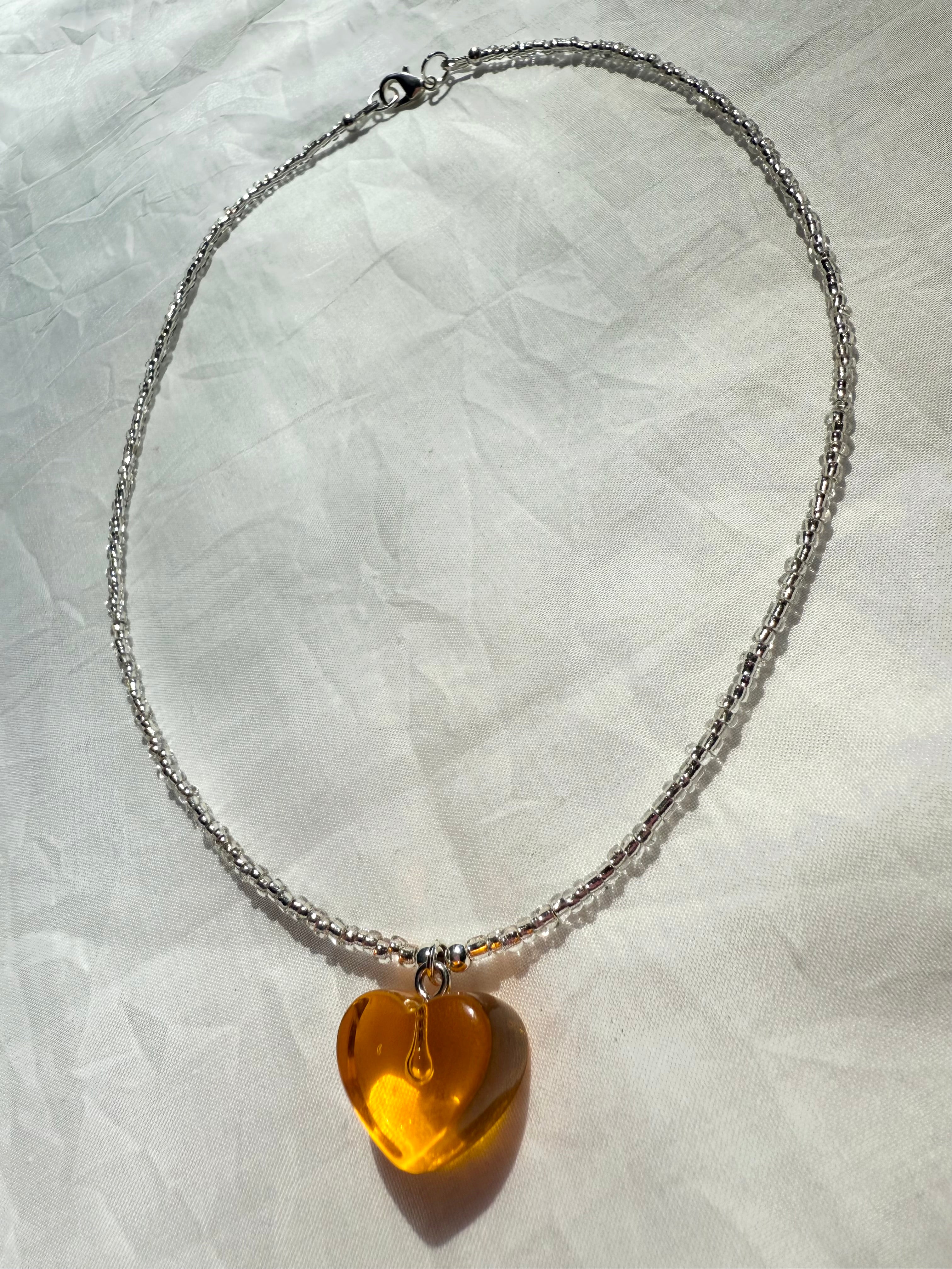 Orange Juice Vitamin C Boost Heart Necklace