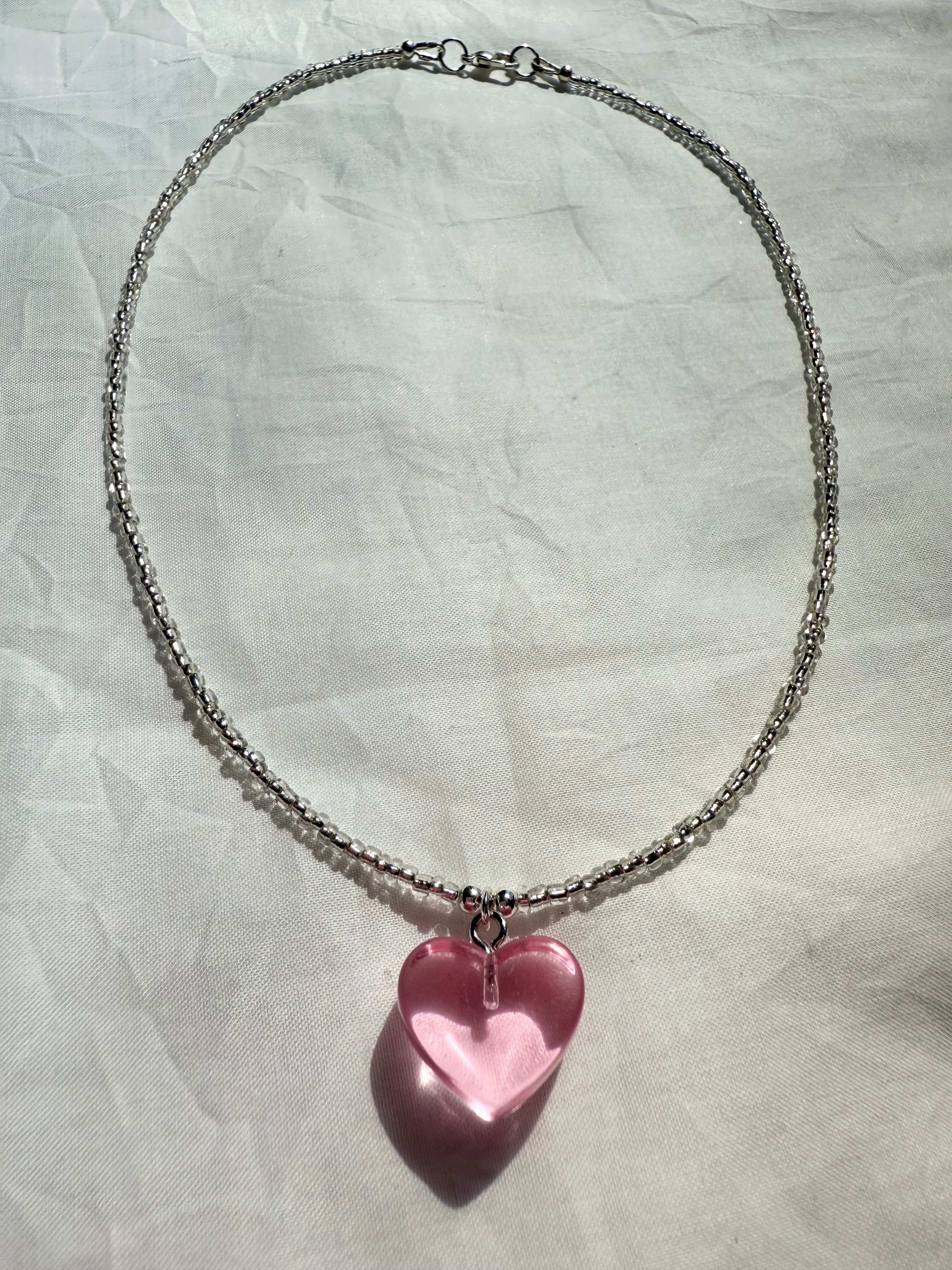 Cherry Blossom Kawaii Heart Necklace