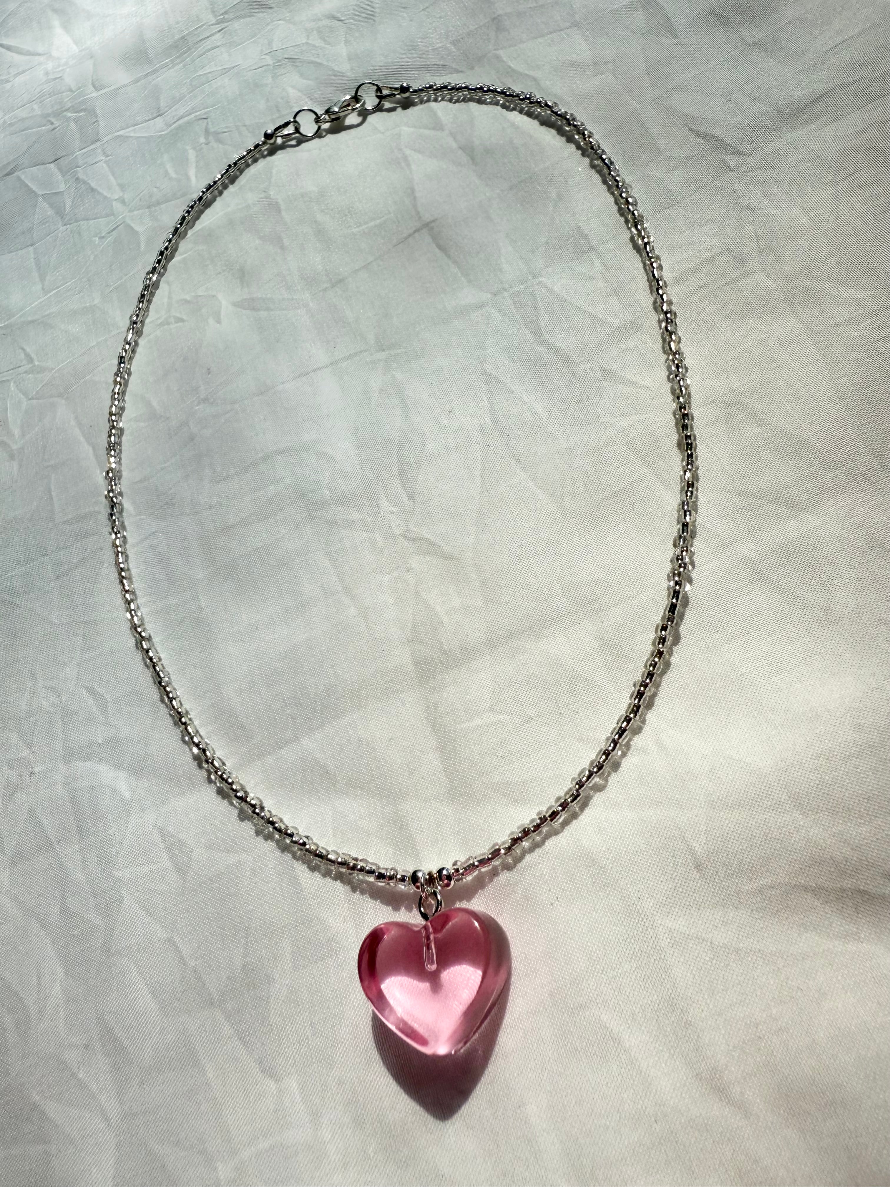 Cherry Blossom Kawaii Heart Necklace