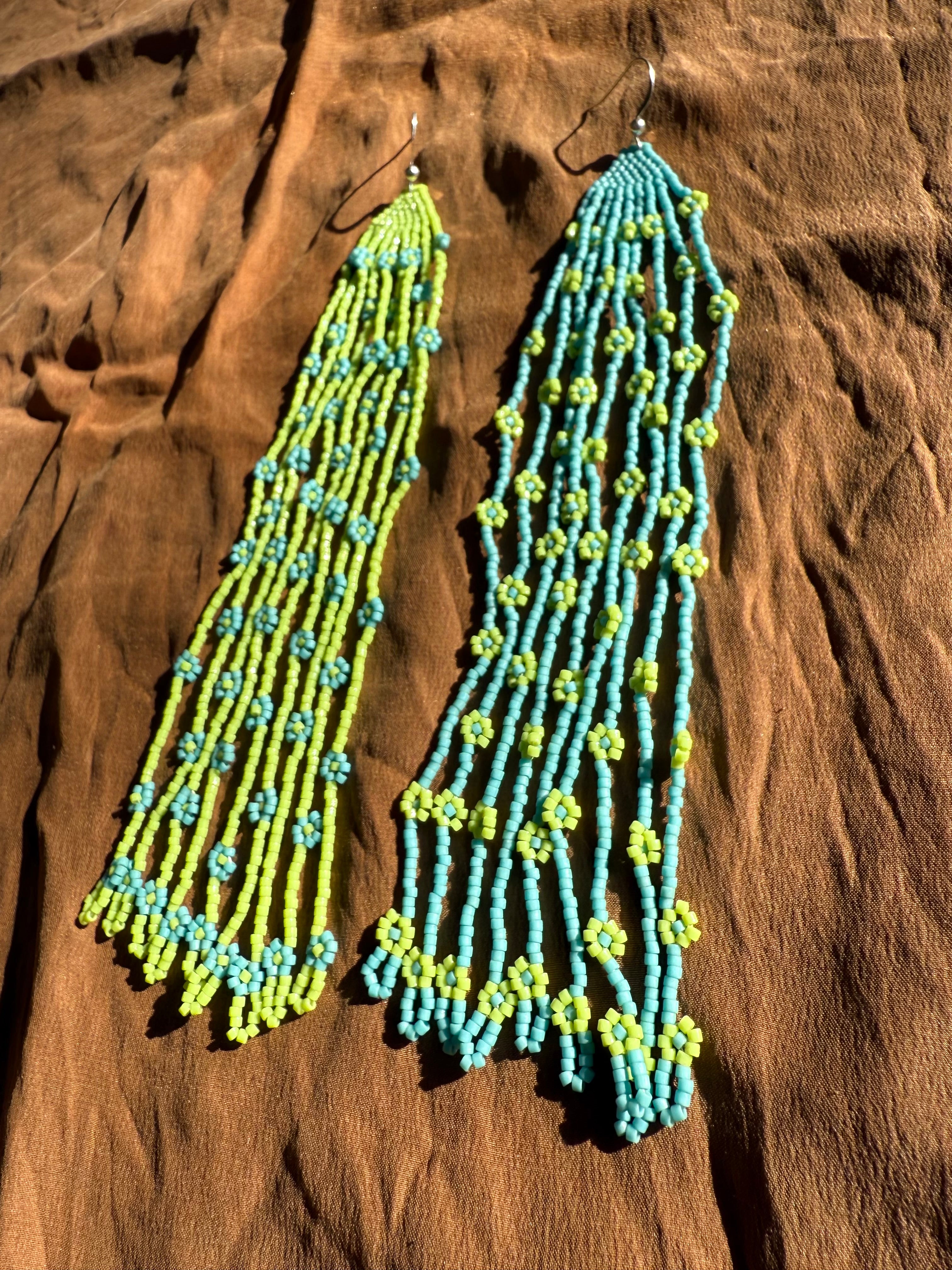 Lime Green Crop Top + Denim Kinda Day Earrings