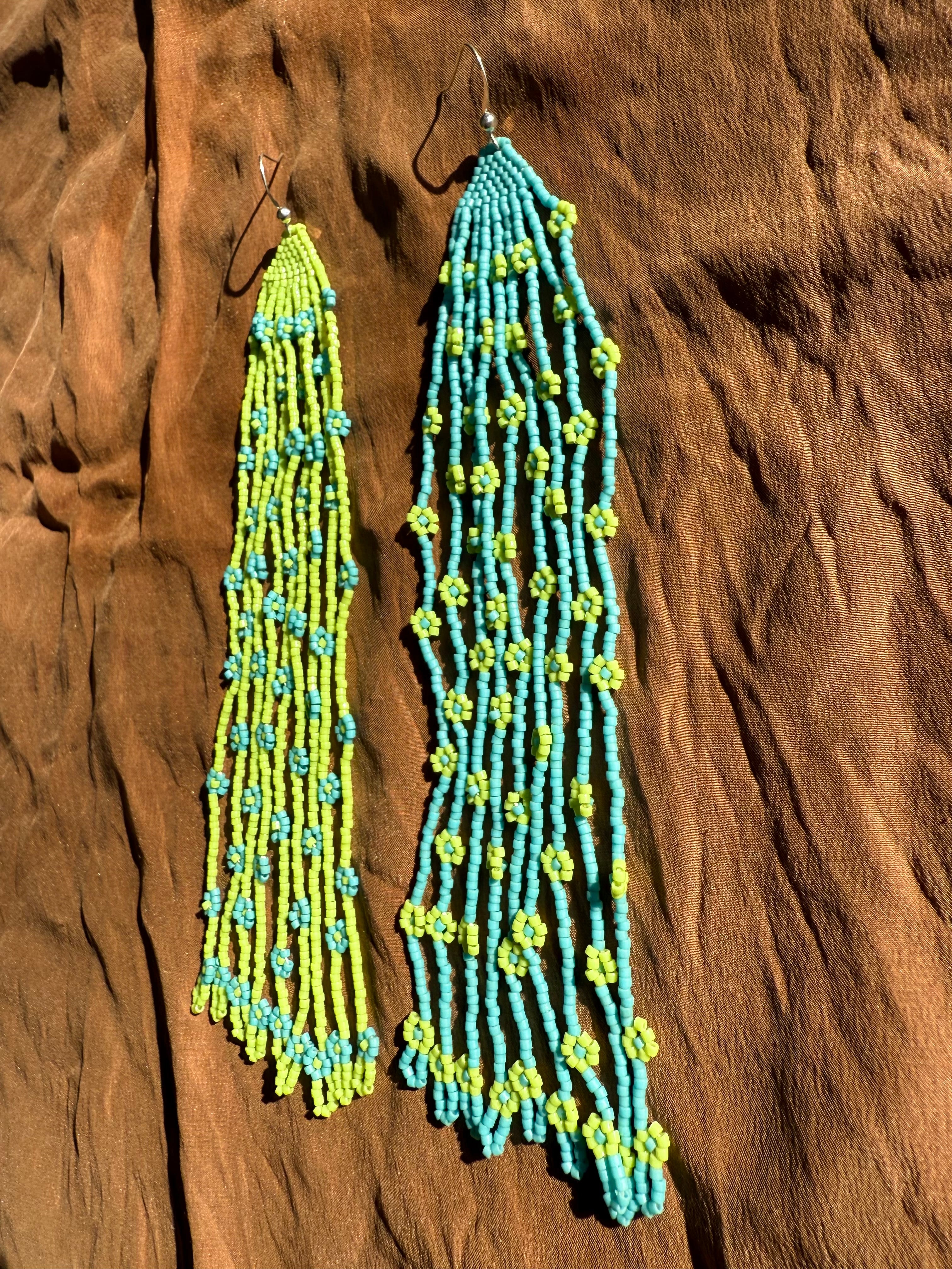 Lime Green Crop Top + Denim Kinda Day Earrings