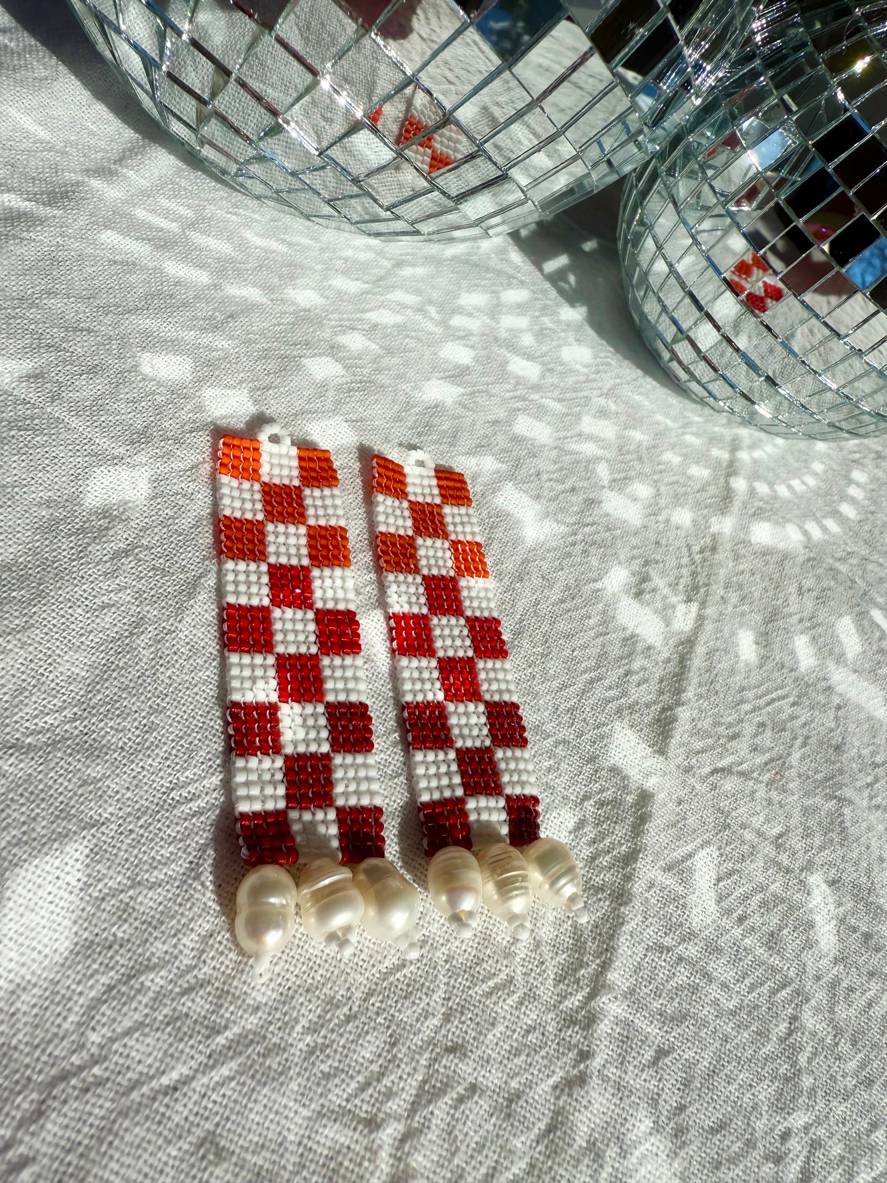 Check Her Red Lipstick Earrrings