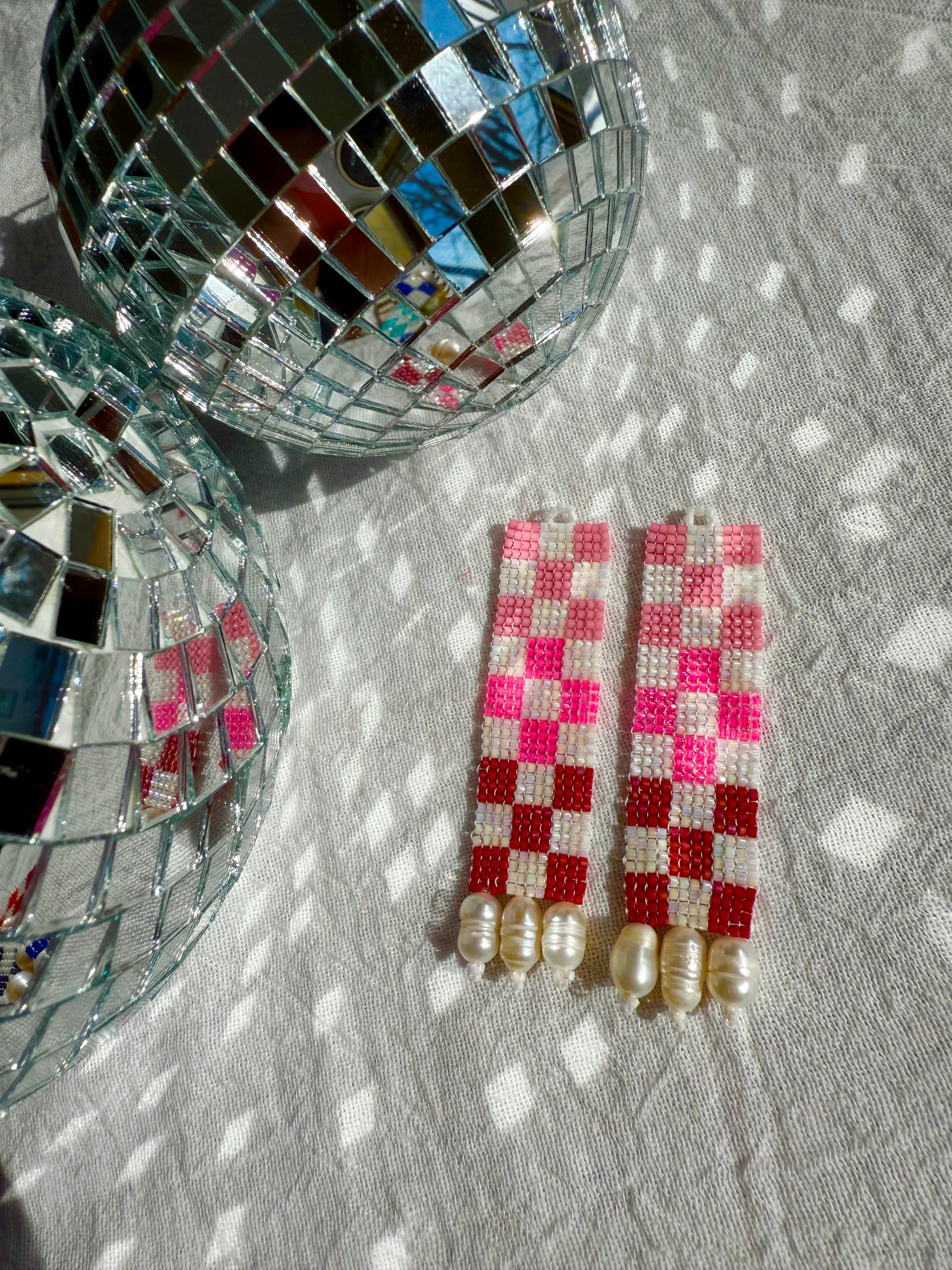 Check Her Pretty In Pink Earrings