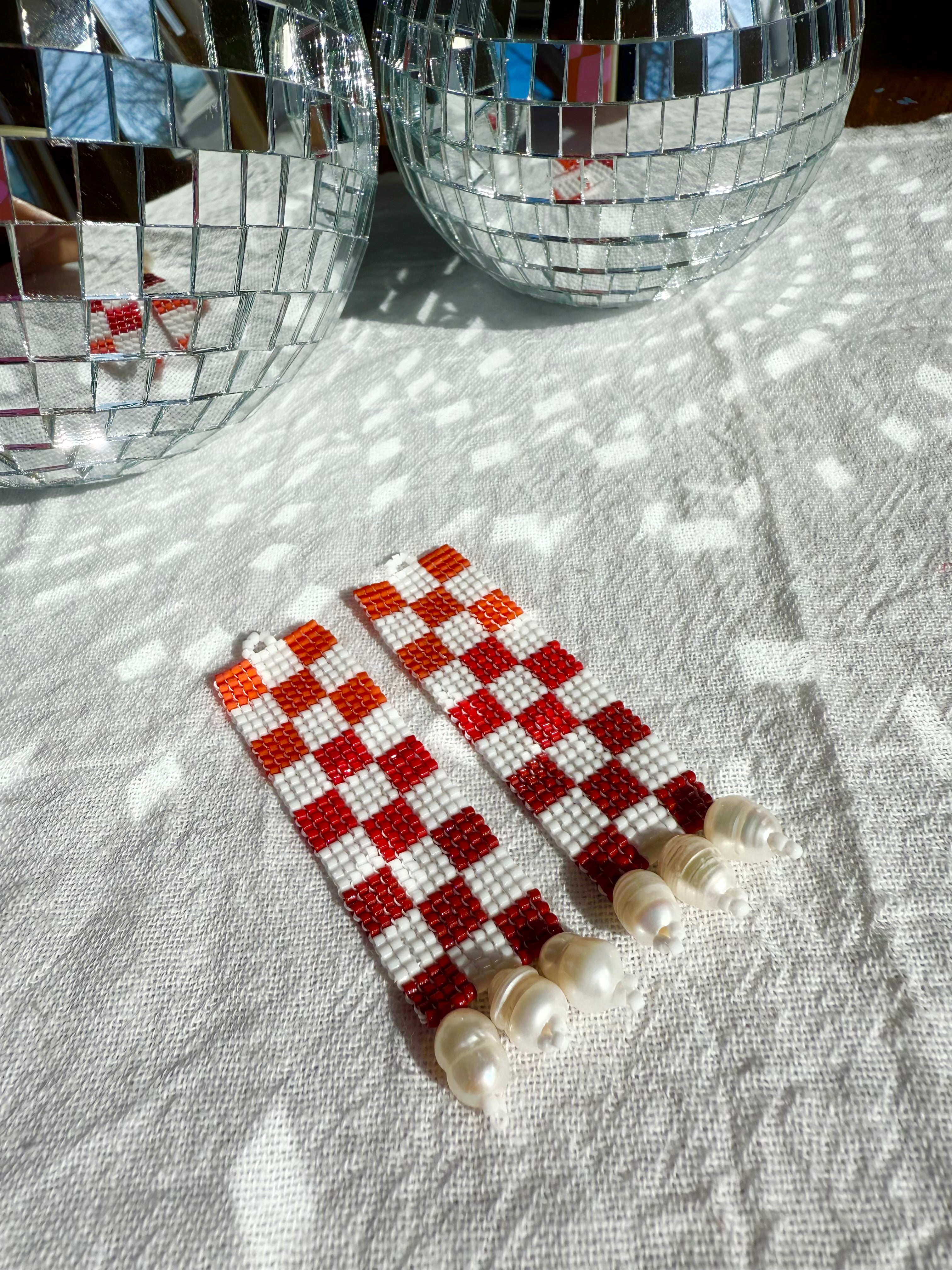 Check Her Red Lipstick Earrrings